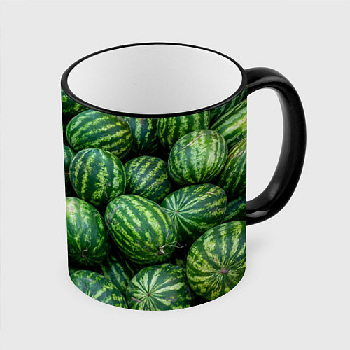 Кружка цветная Арбузы / 3D-Черный кант – фото 1