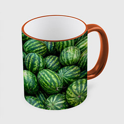 Кружка 3D Арбузы, цвет: 3D-оранжевый кант