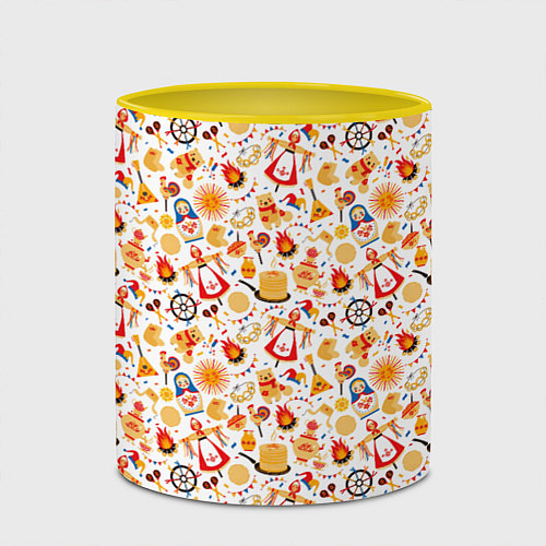 Кружка цветная Масленица / 3D-Белый + желтый – фото 2