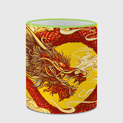 Кружка цветная Китайский Дракон, China Dragon / 3D-Светло-зеленый кант – фото 2