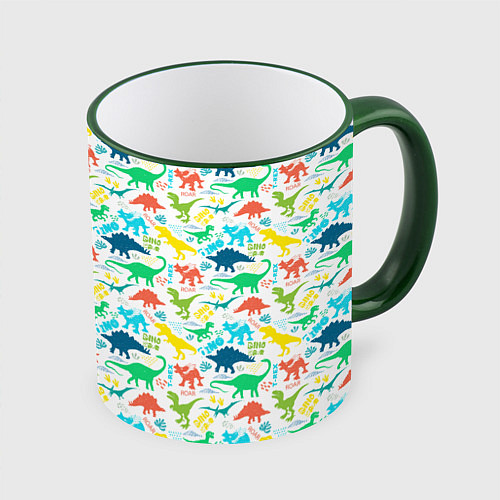 Кружка цветная DINOSAUR / 3D-Зеленый кант – фото 1