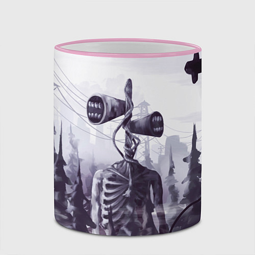 Кружка цветная СИРЕНОГОЛОВЫЙ В ГОРОДЕ / 3D-Розовый кант – фото 2