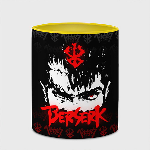 Кружка цветная BERSERK ЛОГО / 3D-Белый + желтый – фото 2