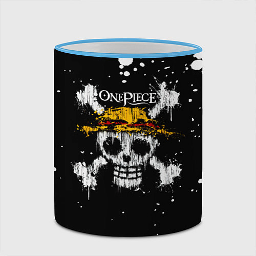 Кружка цветная Весылый Роджер One Piece / 3D-Небесно-голубой кант – фото 2