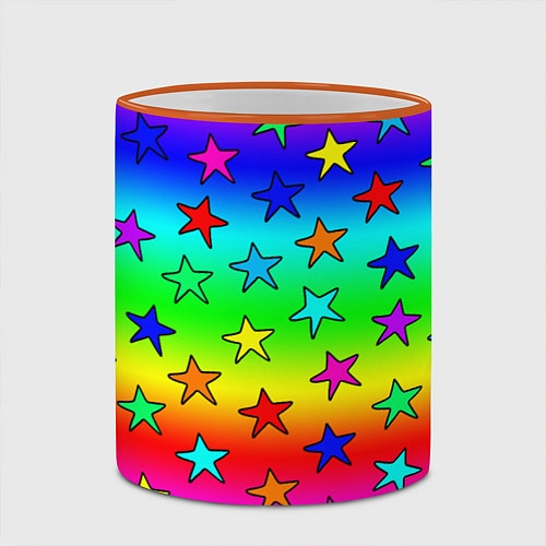 Кружка цветная Радужные звезды / 3D-Оранжевый кант – фото 2