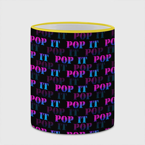 Кружка цветная POP it НАДПИСИ / 3D-Желтый кант – фото 2