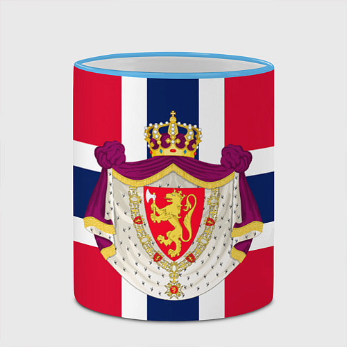 Кружка цветная Норвегия Флаг и герб Норвегии / 3D-Небесно-голубой кант – фото 2