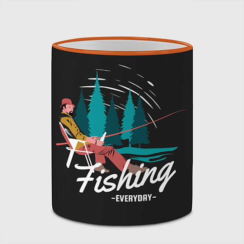 Кружка цветная Рыбалка Fishing / 3D-Оранжевый кант – фото 2