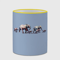 Кружка 3D Слоны, цвет: 3D-желтый кант — фото 2