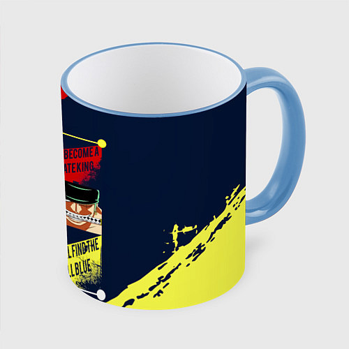 Кружка цветная Луффи, Зоро и Санджи One Piece / 3D-Небесно-голубой кант – фото 1