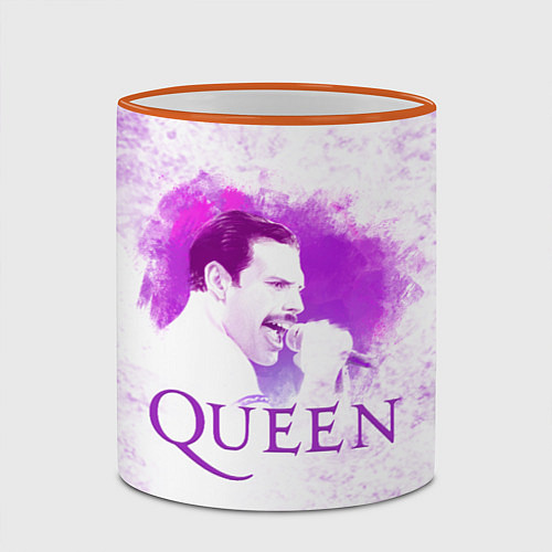 Кружка цветная Freddie Mercury Queen Z / 3D-Оранжевый кант – фото 2