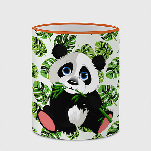 Кружка цветная Милая Панда Летняя / 3D-Оранжевый кант – фото 2