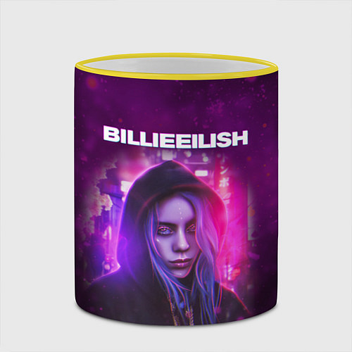 Кружка цветная BILLIE EILISH GLITCH Z / 3D-Желтый кант – фото 2