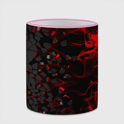 Кружка цветная 3Д Разлом 3D Плиты и огонь / 3D-Розовый кант – фото 2