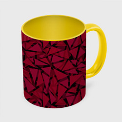 Кружка 3D Красный комбинированный узор, цвет: 3D-белый + желтый