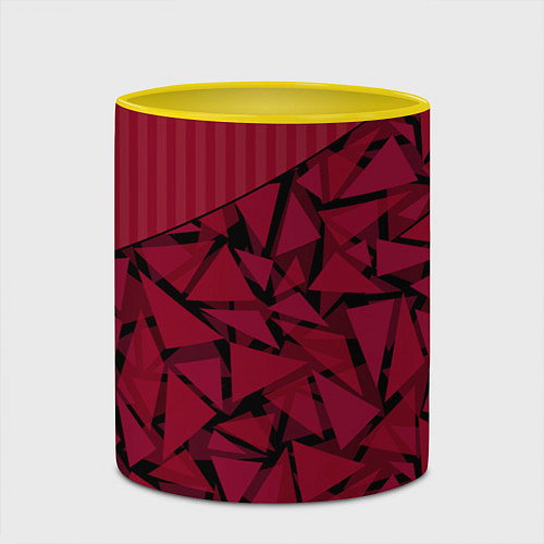 Кружка цветная Красный комбинированный узор / 3D-Белый + желтый – фото 2