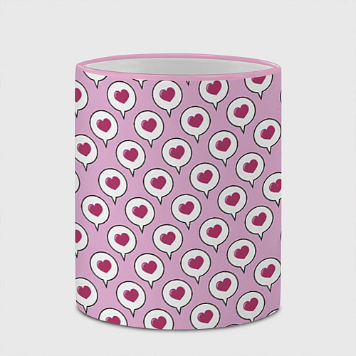 Кружка цветная Сердечки в облачках / 3D-Розовый кант – фото 2
