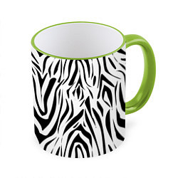 Кружка 3D Черно-белая зебра, цвет: 3D-светло-зеленый кант