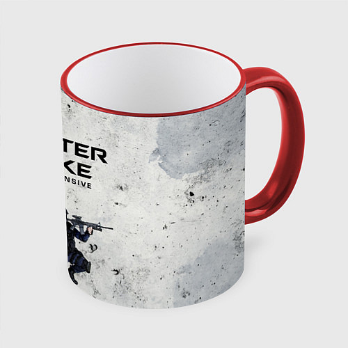 Кружка цветная COUNTER TERRORIST CS GO Z / 3D-Красный кант – фото 1