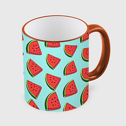 Кружка 3D Дольки арбузов, цвет: 3D-оранжевый кант
