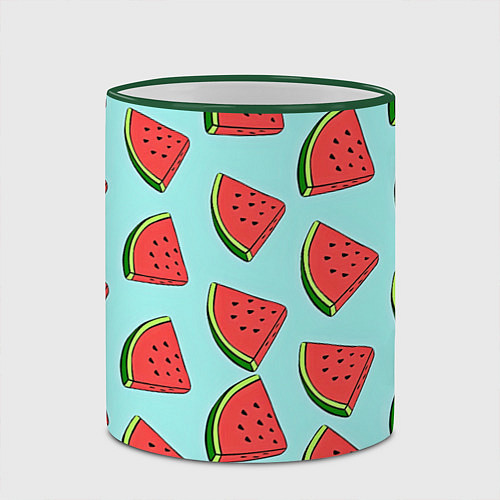 Кружка цветная Дольки арбузов / 3D-Зеленый кант – фото 2
