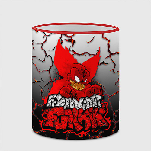 Кружка цветная Friday Night Funkin Tricky One / 3D-Красный кант – фото 2