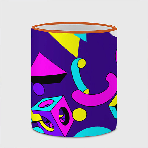 Кружка цветная Геометрические фигуры / 3D-Оранжевый кант – фото 2