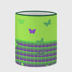 Кружка 3D Бабочки, цвет: 3D-зеленый кант — фото 2