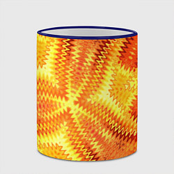 Кружка 3D Желто-оранжевая абстракция, цвет: 3D-синий кант — фото 2