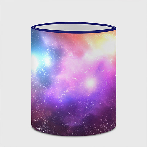 Кружка цветная Космос, сияние и звезды / 3D-Синий кант – фото 2