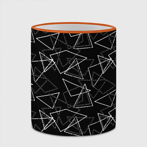 Кружка цветная Черно-белый геометрический / 3D-Оранжевый кант – фото 2