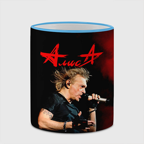 Кружка цветная Константин Кинчев - Алиса / 3D-Небесно-голубой кант – фото 2