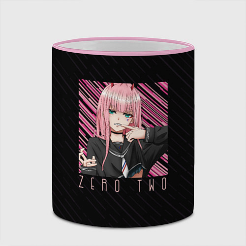 Кружка цветная Zero Two в квадрате / 3D-Розовый кант – фото 2