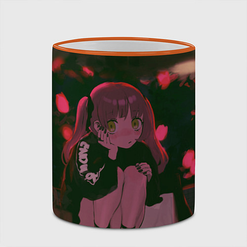 Кружка цветная Аниме девушка / 3D-Оранжевый кант – фото 2