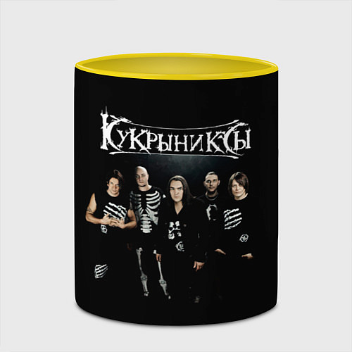 Кружка цветная Рок группа Кукрыниксы / 3D-Белый + желтый – фото 2