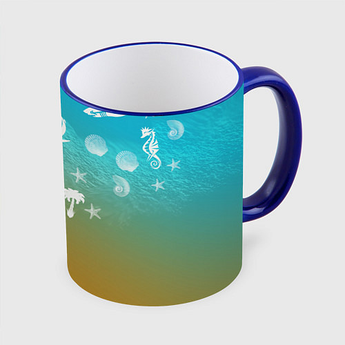 Кружка цветная Морское ассорти / 3D-Синий кант – фото 1