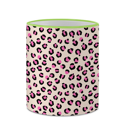 Кружка цветная Леопардовый принт розовый / 3D-Светло-зеленый кант – фото 2
