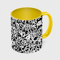 Кружка 3D Graffiti white on black, цвет: 3D-белый + желтый
