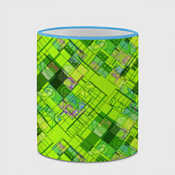 Кружка 3D Ярко-зеленый абстрактный узор, цвет: 3D-небесно-голубой кант — фото 2