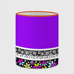 Кружка 3D Яркий фиолетовый цветочный, цвет: 3D-оранжевый кант — фото 2