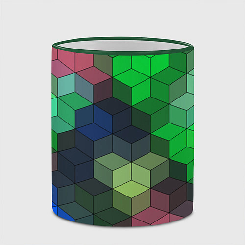 Кружка цветная Разноцветный геометрический уз / 3D-Зеленый кант – фото 2