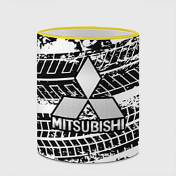 Кружка 3D MITSUBISHI СЛЕДЫ ШИН, цвет: 3D-желтый кант — фото 2