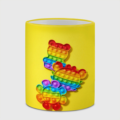 Кружка цветная АНТИСТРЕСС ПОП ИТ POP IT / 3D-Желтый кант – фото 2