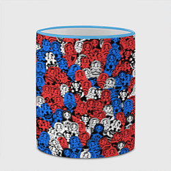 Кружка 3D Бело-сине-красные матрёшки, цвет: 3D-небесно-голубой кант — фото 2