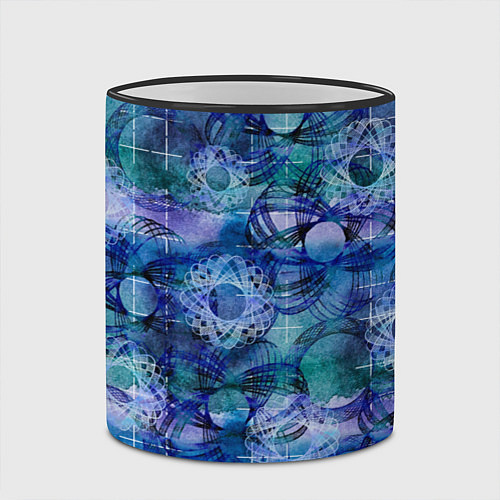 Кружка цветная Абстракция - акварельный узор / 3D-Черный кант – фото 2