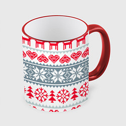 Кружка 3D Вязаный рисунок, цвет: 3D-красный кант