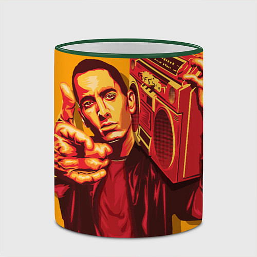 Кружка цветная Эминем с бумбоксом / 3D-Зеленый кант – фото 2