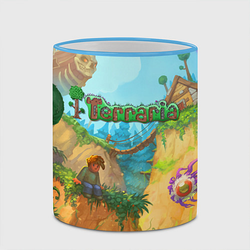 Кружка цветная Terraria Террария Z / 3D-Небесно-голубой кант – фото 2