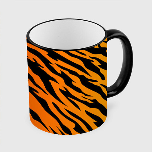 Кружка цветная Шкура тигра / 3D-Черный кант – фото 1