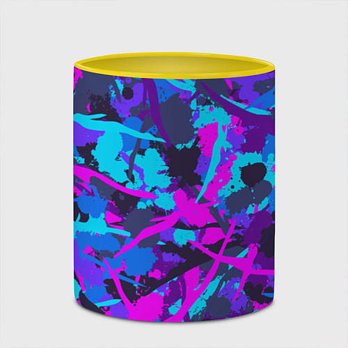Кружка цветная Неоновые кляксы / 3D-Белый + желтый – фото 2